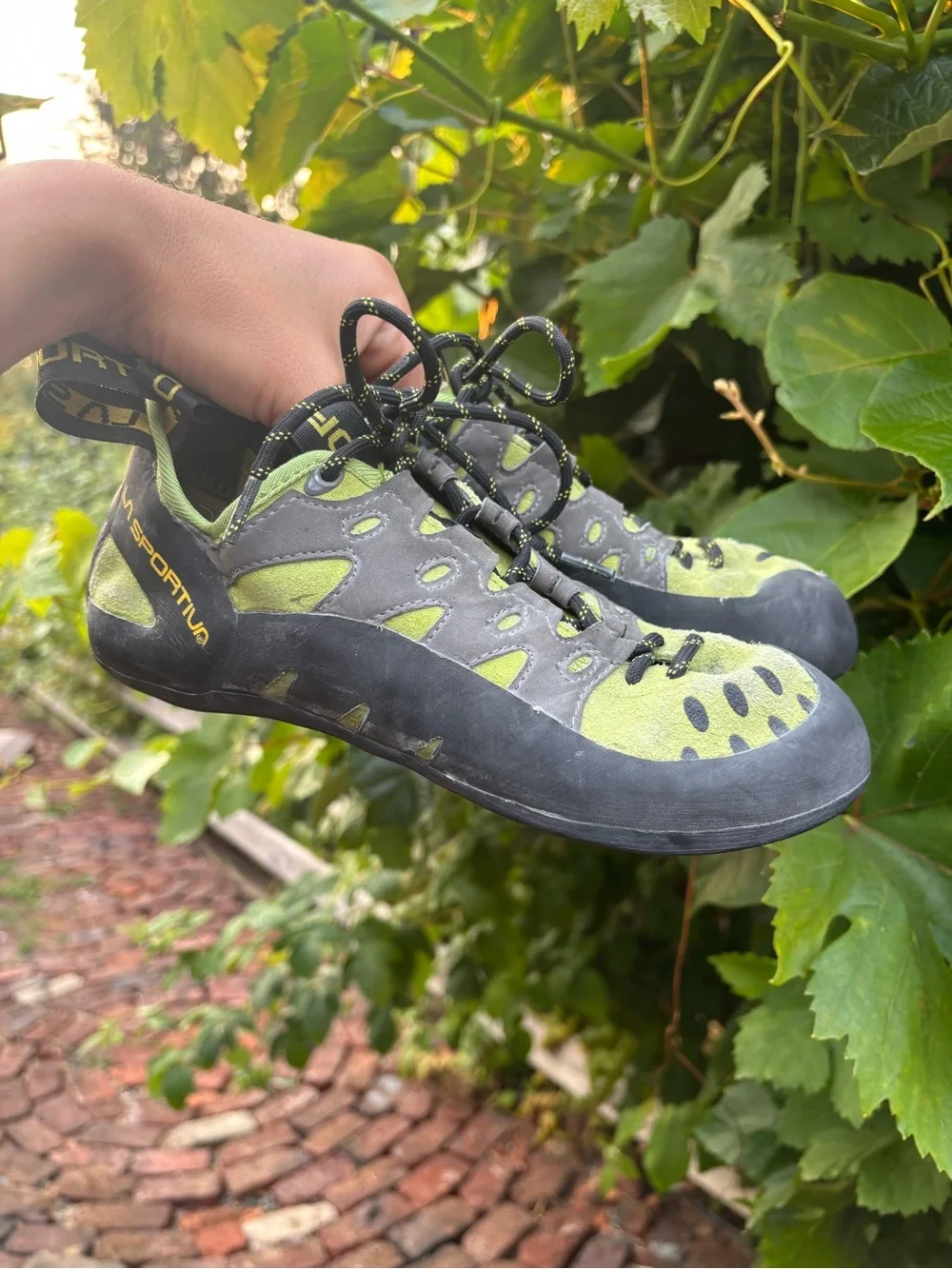 La Sportiva Men’s Lime Green and Gray Climbing Shoes